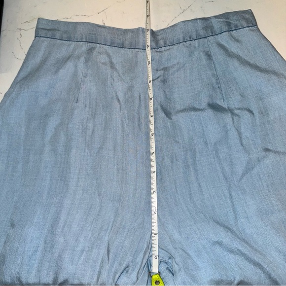 BB Dakota light wash chambray tencel atwell pants wide leg raw hem bellbottom  0 - Picture 12 of 13